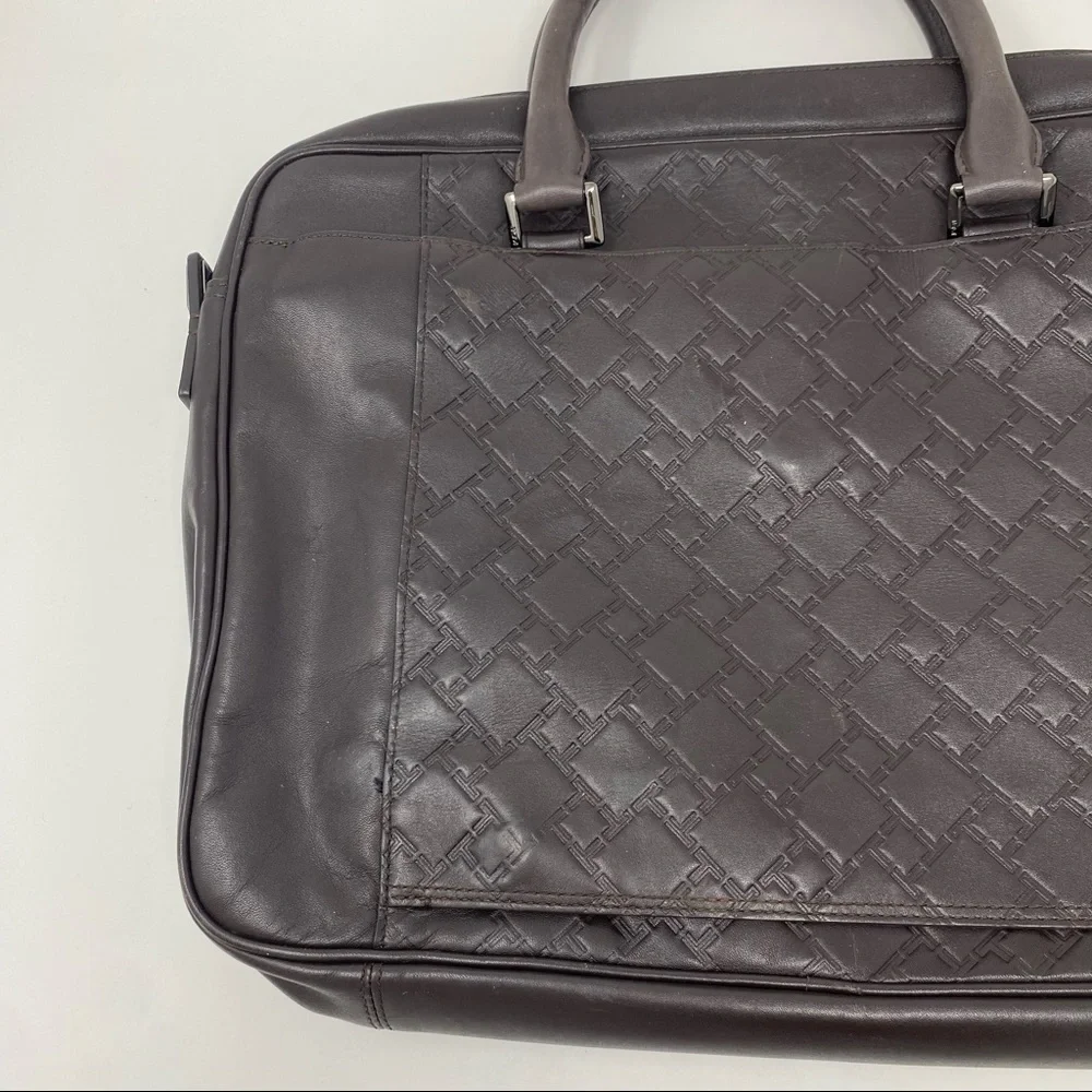 Tumi Ticon Brown Leather Brief Top Zip Bag Case